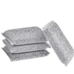 Silverglans Kudde 4-pack Diskborste Svamp Scourge Lurex Svamp Perfekt för beläggning av kastruller, stekpannor, keramiska spisar
