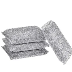 Silverglänsande Diskborste 4-pack Svamp Skursvamp Lurex Svamp Perfekt för belagda grytor, stekpannor, keramikhällar