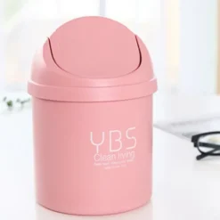 Skrivbordsminihink, liten papperskorg, hushåll med fack, skrivbord Pink L