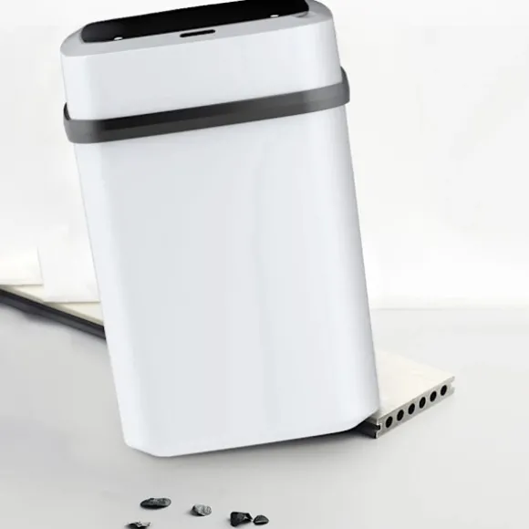 Smarts Sensor papperskorg med lock Stor kapacitet Slitstark papperskorg för badrum Toalett White