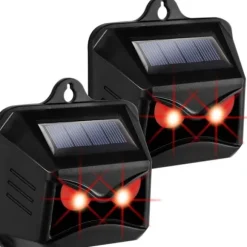 Solcellsdrivna repellenter kompatibla med vilda djur som tvättbjörnar, rådjur, rävar, vildsvin, etc. 2 effektiva insektsmedel med rött LED-ljus【pl】