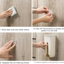 Sopbehållare i plast, väggmonterad självhäftande hänglåda, vit