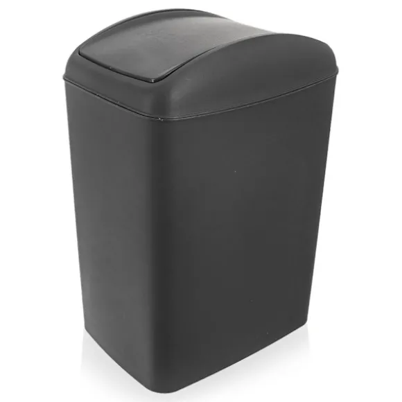 Soptunna 5L, mörkgrå plast, svängbart lock