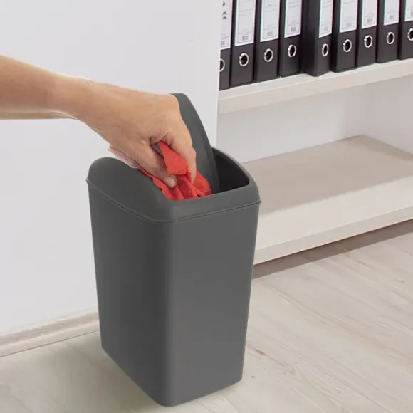 Soptunna 5L, mörkgrå plast, svängbart lock