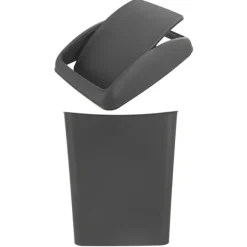 Soptunna 5L, mörkgrå plast, svängbart lock