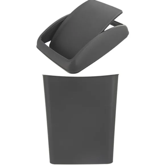 Soptunna 5L, mörkgrå plast, svängbart lock
