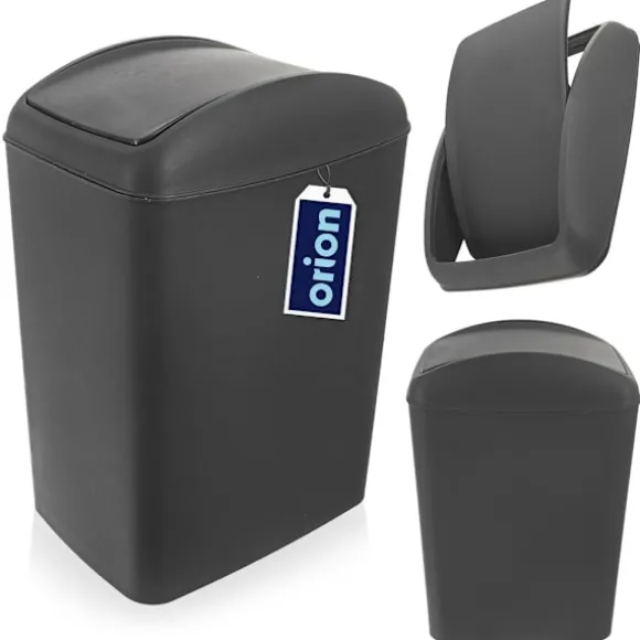 Soptunna 5L, mörkgrå plast, svängbart lock