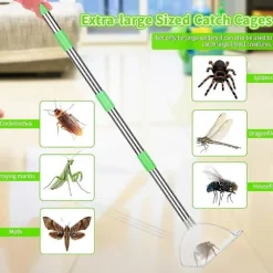 Spindel- och insektsfångare - 81 cm justerbar långskaftad spindelfångare och frigörare, kontaktlös fångst av insekter Silver