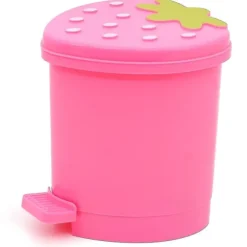 Söt Rosa Jordgubbe Mini Papperskorg med Lock för Skrivbord