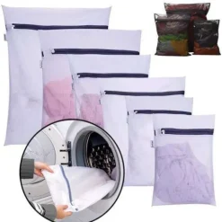 5st Tvättpåsar i Två Storlekar - Organisera och Skydda Vit Vit