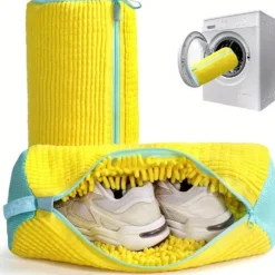 Stadig tvättmaskinspåse för skor av alla slag - Har dragkedja och en mjuk, skyddande insida, perfekt för sneakers och Eve [DB] Yellow
