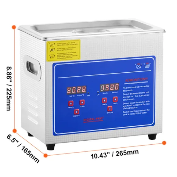 SucceBuy 3L Ultraljudstvätt SUS304 Rostfritt stål, Digital Timer för Värmare, Professionell Ultraljudsrengörare för Smycken