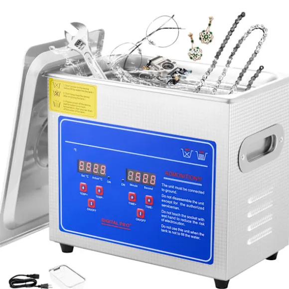 SucceBuy 3L Ultraljudstvätt SUS304 Rostfritt stål, Digital Timer för Värmare, Professionell Ultraljudsrengörare för Smycken