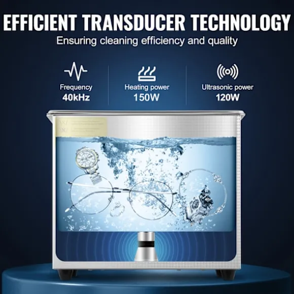 SucceBuy 3L Ultraljudstvätt SUS304 Rostfritt stål, Digital Timer för Värmare, Professionell Ultraljudsrengörare för Smycken