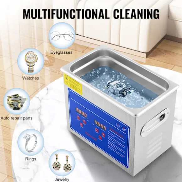 SucceBuy 3L Ultraljudstvätt SUS304 Rostfritt stål, Digital Timer för Värmare, Professionell Ultraljudsrengörare för Smycken