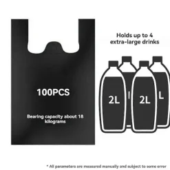 Svarta sopsäckar i plast med stor kapacitet, 100 st - Återvinningsbara sopsäckar med handtag för hem, kök, 32x52cm[D] Black