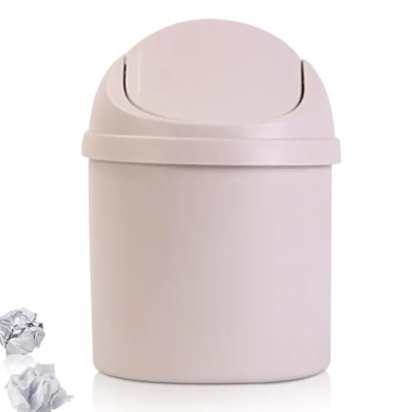 Svänglockshink, Mini-soptunna i plast med svänglock, Mini-papperskorg Badrumshinkar, Skrivbord Kompakt design Kosmetisk hink, Liten skrivbordsavfallssopkorg Cream | Fyndiq