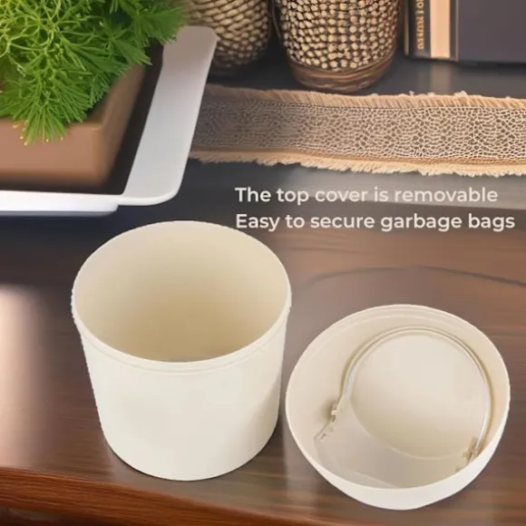Svänglockshink, Mini-soptunna i plast med svänglock, Mini-papperskorg Badrumshinkar, Skrivbord Kompakt design Kosmetisk hink, Liten skrivbordsavfallssopkorg Cream | Fyndiq