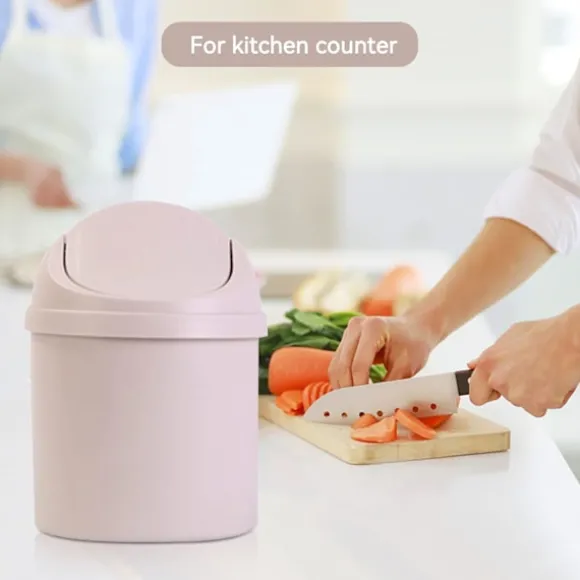 Svänglockshink, Mini-soptunna i plast med svänglock, Mini-papperskorg Badrumshinkar, Skrivbord Kompakt design Kosmetisk hink, Liten skrivbordsavfallssopkorg Cream | Fyndiq
