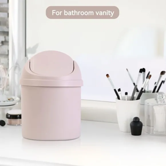 Svänglockshink, Mini-soptunna i plast med svänglock, Mini-papperskorg Badrumshinkar, Skrivbord Kompakt design Kosmetisk hink, Liten skrivbordsavfallssopkorg Cream | Fyndiq