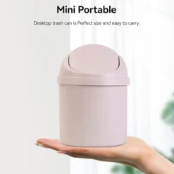 Svänglockshink, Mini-soptunna i plast med svänglock, Mini-papperskorg Badrumshinkar, Skrivbord Kompakt design Kosmetisk hink, Liten skrivbordsavfallssopkorg Cream | Fyndiq