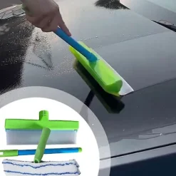 Återanvändbar Silikon Vattenblad Bilrengöringskit med Skrapa & Mikrofiberskrubber[JUN] Blue