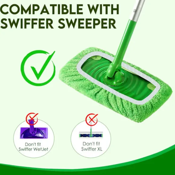 Återanvändbara mikrofibermoppdynor för Swiffer Sweeper Mop - torra sop- och våtmoppdynor för hushållsrengöring - 4-pack