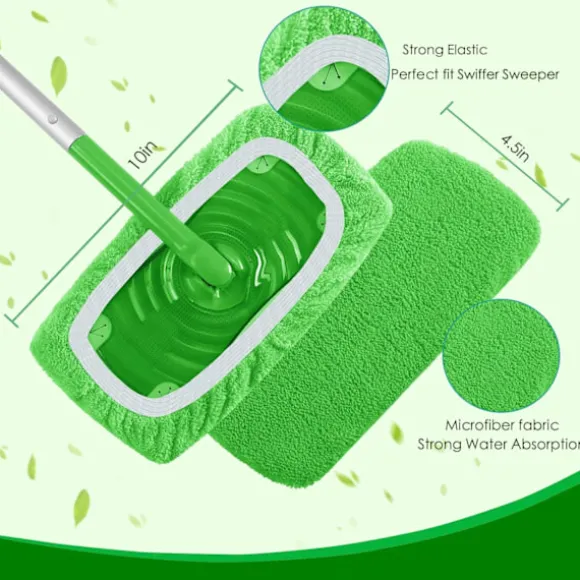 Återanvändbara mikrofibermoppdynor för Swiffer Sweeper Mop - torra sop- och våtmoppdynor för hushållsrengöring - 4-pack