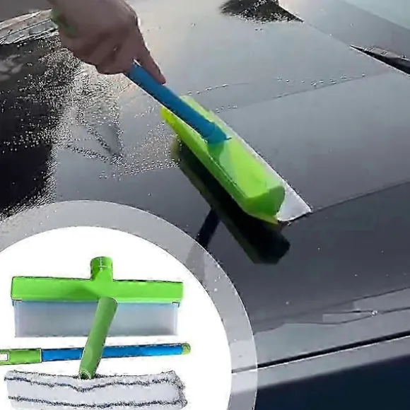 Återvinningsbart silikonfönsterskrapa kit, streckfri bilvård och rengöringsverktyg för hemfönster Blue