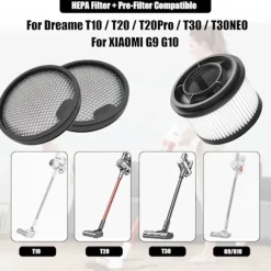 Tillbehör förfilter + HEPA-filter för Xiaomi G9 G10, för Dreame T10, T20, T30, T20 Pro, T30 NEO, R10, R10 Pro, R20, R20, Z10 Station, filterbyte