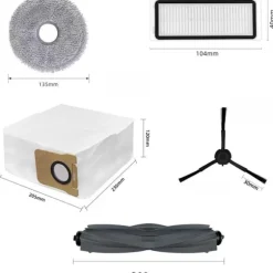 Tillbehörssats för Dreame L20 Ultra/L30 Ultra Dammsugare Huvudborste Sidoborste Hepa Filter Moppduk Dammpåsar Delar