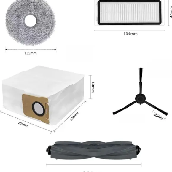 Tillbehörssats för Dreame L20 Ultra/L30 Ultra Dammsugare Huvudborste Sidoborste Hepa Filter Moppduk Dammpåsar Delar