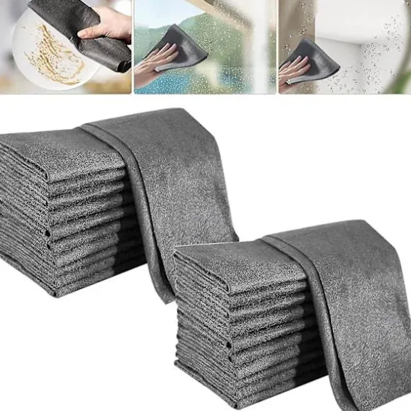 Tjock Magic Rengöringsduk, Mikrofiber Glasrengöringsduk Trasor, Återanvändbara Rengöringsdukar 10Pcs 20 x 30 cm
