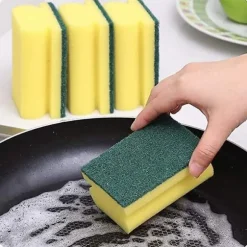 Tjock skrubbsvamp, dubbelsidig disk- och rengöringssvamp för kök, badrum och hemstädning (8 st, gul-grön)