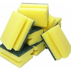 Tjock skrubbsvamp, dubbelsidig disk- och rengöringssvamp för kök, badrum och hemstädning (8 st, gul-grön)