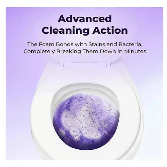 Toalettrengöring, Insta-Action Fizzclean-skum för skinande ren toalett, Eliminerar fläckar på 20 min, Skrubbfri rengöring, Kraftfull djuprengöring