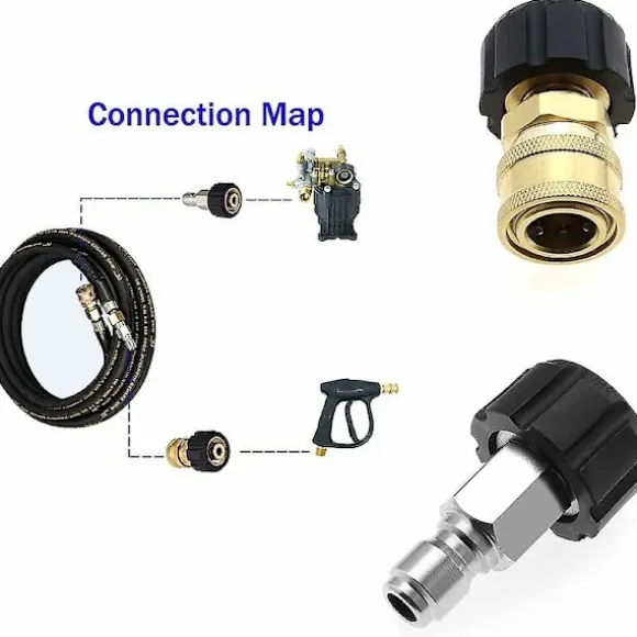 Trycktvättslangadapter Hon till 3/8 Han Snabbkoppling och 3/8 Hon Snabbkoppling till M22 14mm Hon