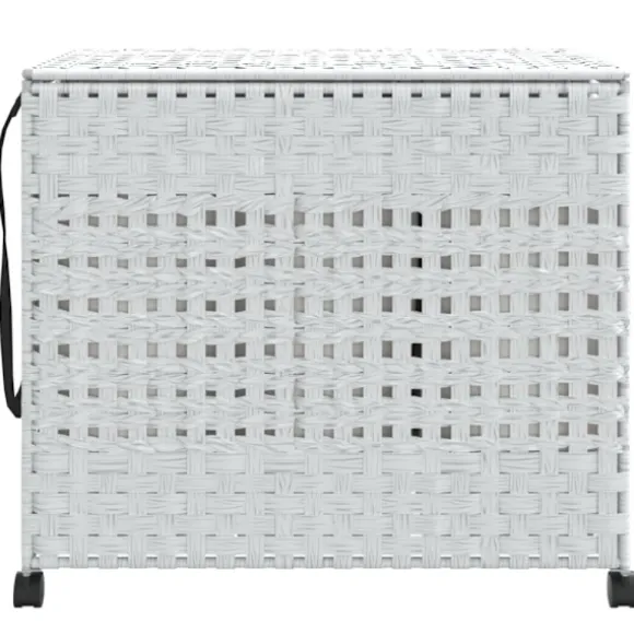 Tvättkorg med hjul vit 66x35x60 cm rotting