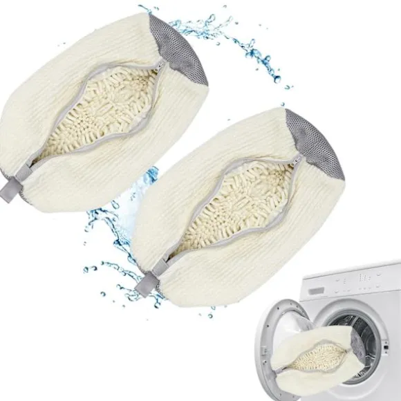 Tvättmaskinspåse för träningsskor, Tvättmaskinspåse för skor, Skotvättpåse för tvättmaskin och torktumlare (CREME - 2 ST)