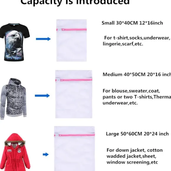 *Tvättpåsar i nättyg för tvätt - 5-pack (1XL+2L+2M) Återanvändning*