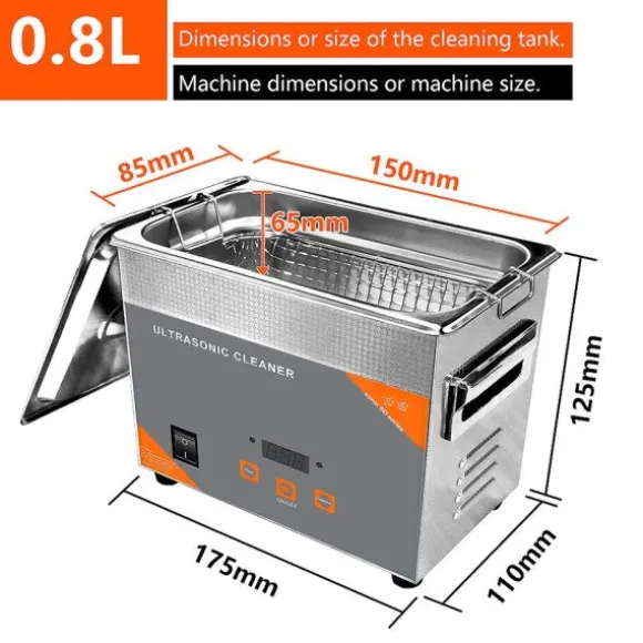 Ultraljud Cleaner 35W Digital Time 800ml Ultraljud Tvättmaskin Maskin