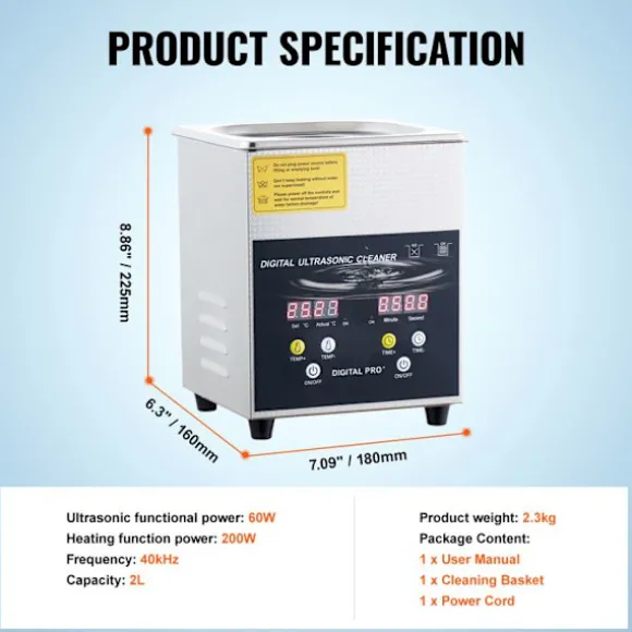 Ultraljudsrengörare-Duoku-2 L-Digital professionell laboratorierengörare med timer-Värme 100 W