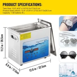 Ultraljudsrengörare-Duoku-6 L-Justerbar Frekvens 36 kHz-40 kHz-med Digital Timer och Uppvärmning
