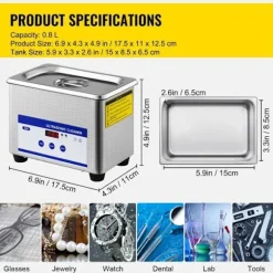 Ultraljudstvätt-Duoku-0,8 L-Digital Timer-Rostfritt stål-35 W