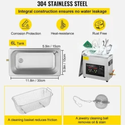 Ultraljudstvätt-Duoku-6 L-med Timer-Värme 400 W-Ultraljudseffekt 180 W