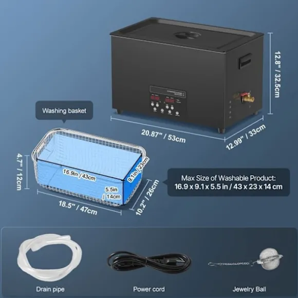 Ultraljudstvätt-Duoku-30L-Digital Rengöringsmaskin 600 W 40 kHz-med Timer, Värme, Avgasning och Skonsamt Läge