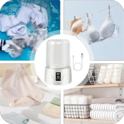 Underkläder, Liten Bärbar Tvättmaskin - Resetvättmaskin, Uppladdningsbara Rengöringsverktyg med Justerbara Lägen för Babykläder, Underkläder