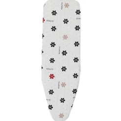 Uppgraderat Brännmärkesresistent Strykbrädsöverdrag med Tryckt Mönster, Dragsko och 2 Extra Förtjockade Kuddar Cartoon Flower 110 x 34 cm