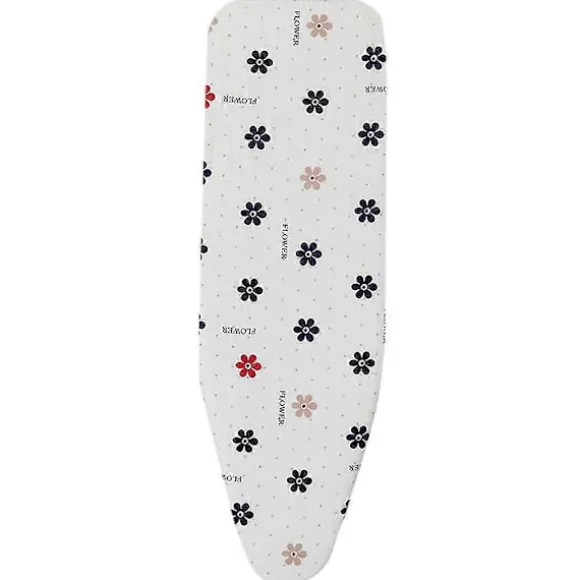 Uppgraderat Brännmärkesresistent Strykbrädsöverdrag med Tryckt Mönster, Dragsko och 2 Extra Förtjockade Kuddar Cartoon Flower 110 x 34 cm