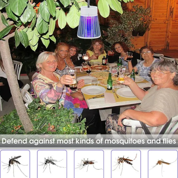 Uppladdningsbar Insektsdödare för Hem och Camping - Myggdödare med Säkerhetsgaller, Sladdlös Flugfälla med Lila Ljus, USB-laddning